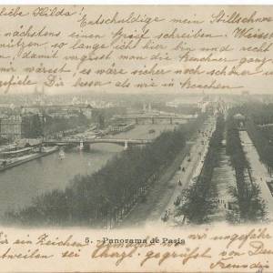 Antique Postcard - Paris panorama, used.